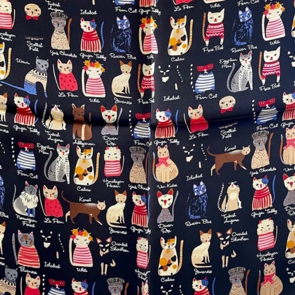 Cat Print Black Bandana 100% Silk 🐈🐈 - Picture 6 of 6